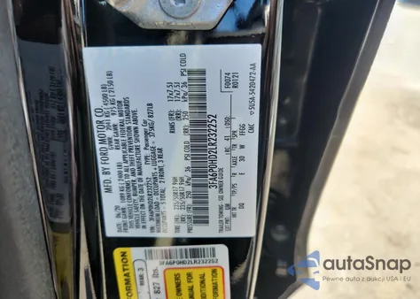 2020 Ford Fusion Se z USA, uszkodzony, nr VIN 3FA6P0HD2LR232252